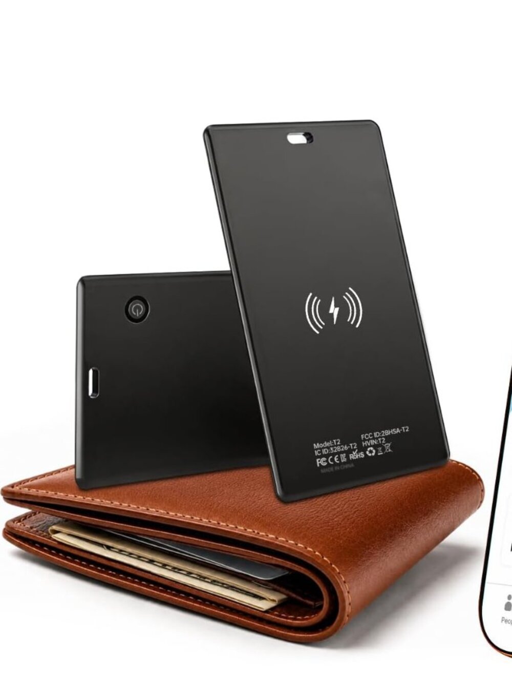 Wallet Tracker Card, Works with Apple Find My, Slim Rechargeable -D